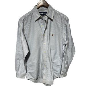 Ralph Lauren Striped Oxford Blue Size Small 14.5